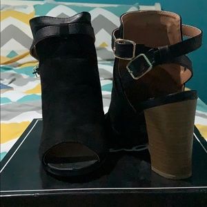Black open toe booties